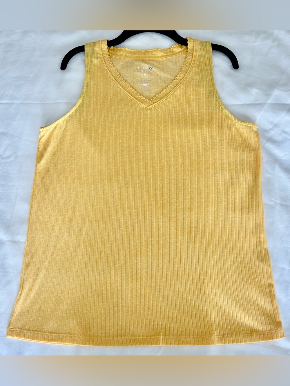 Croft & Barrow Sunlit Yellow Ribbed V-Neck Tank - Picture 3 of 7